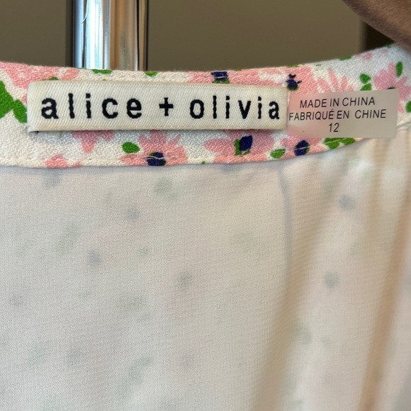 🥑Alice + Olivia Keela Floral Print Smocked Button-Front Dress size 12 - Picture 3 of 13